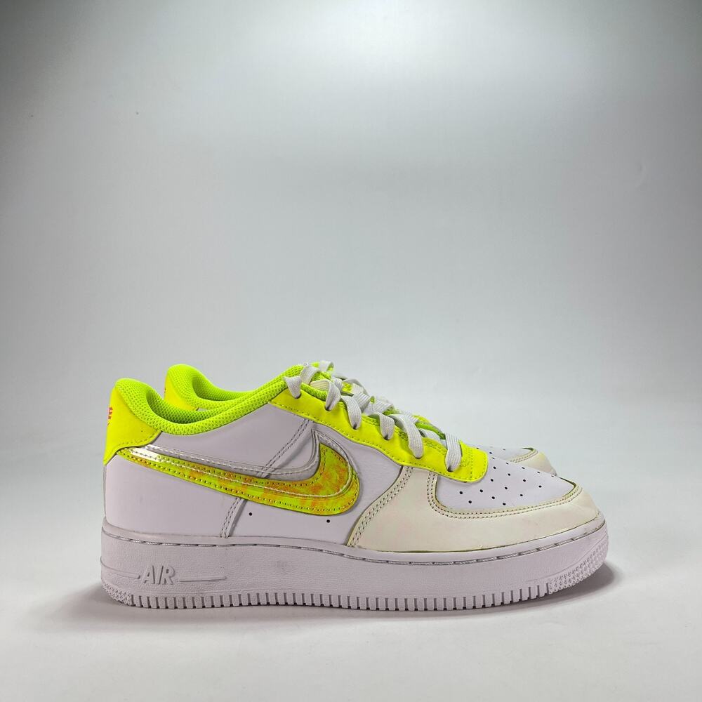 Nike Air Force 1 LV8 Acid Wash White Volt Glow Sneakers DV1680-100 Youth Size 7Y